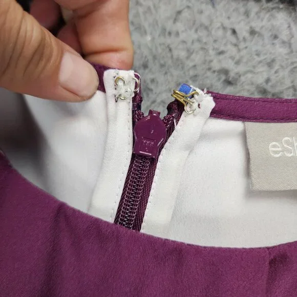 eShakti Dress Womens XL Purple Birds Short Sleeve Fit & Flare - Picture 3 of 15